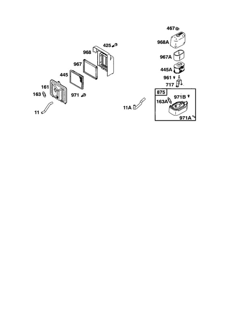 Base-Air Cleaner Diagram and Parts List for 110400-110499 0200-0201-0203 Briggs and Stratton Engine